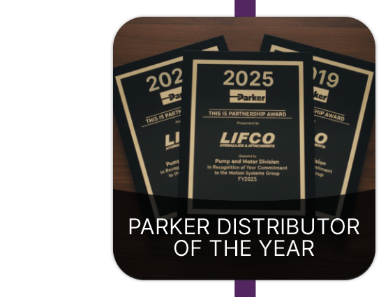 Lifco Hydraulics recognized as the 2025 Parker Distributor of the Year, showcasing industry leadership and partnership.