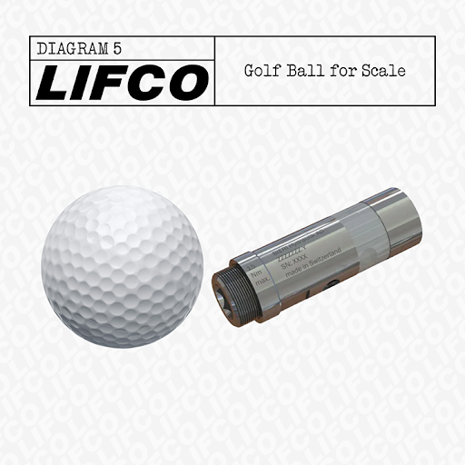 Golf ball compared to the size of an AKP20 from Bieri