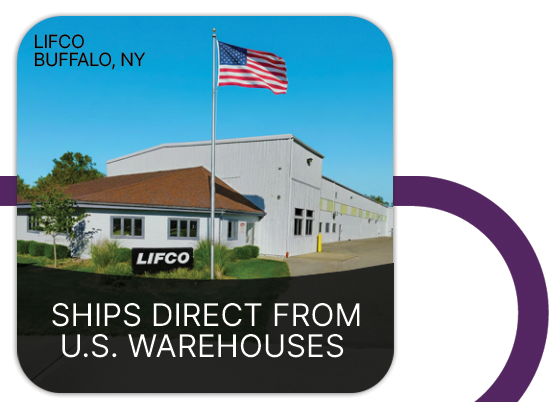 Lifco Hydraulics location in Buffalo, NY, highlighting that the company ships orders direct from U.S. warehouses for fast delivery.