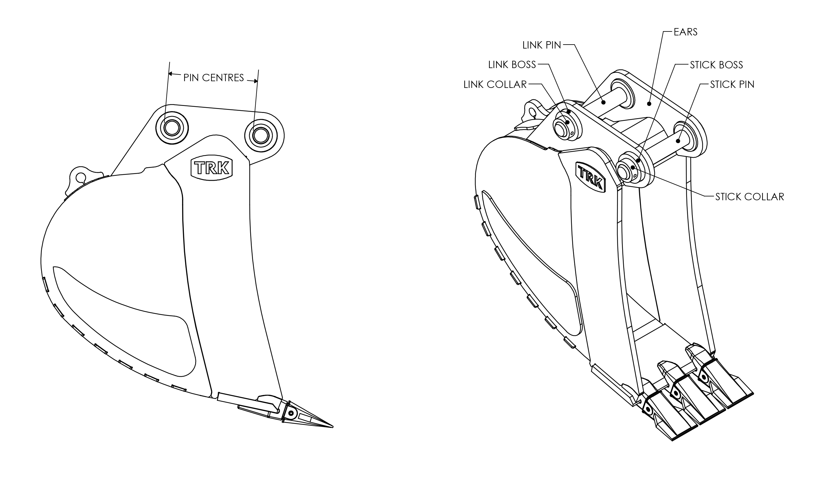 Technical illustration of attachment lugging measurement points.