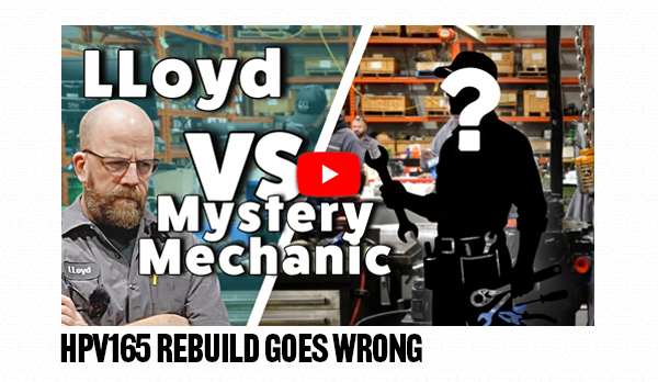 LLoyd VS Mystery Mechanic — HPV165 REBUILD GOES WRONG. Watch the hydraulic pump rebuild challenge on YouTube.